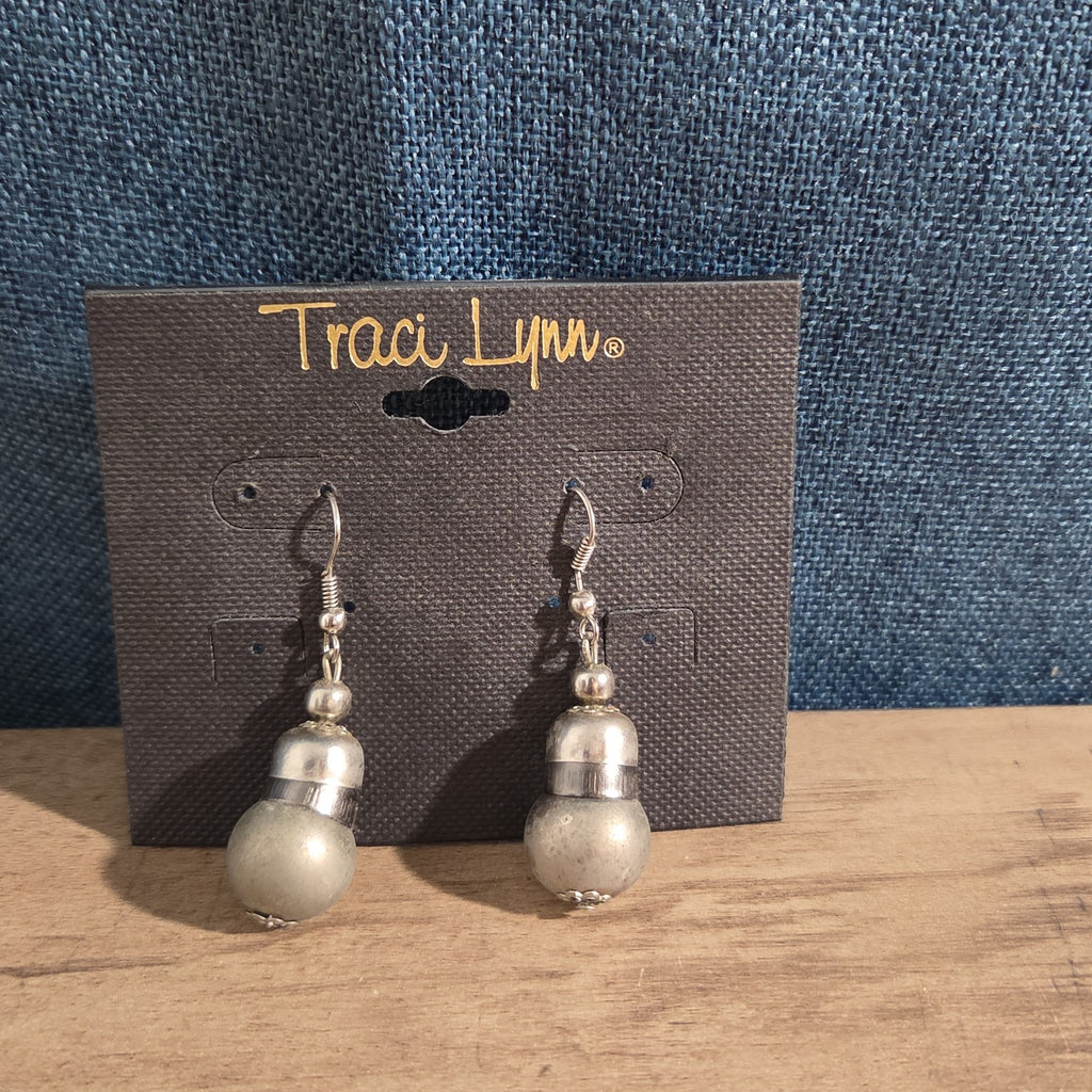 Traci Lynn Parachute Drop Earrings Silver Tone Brushed Dangle