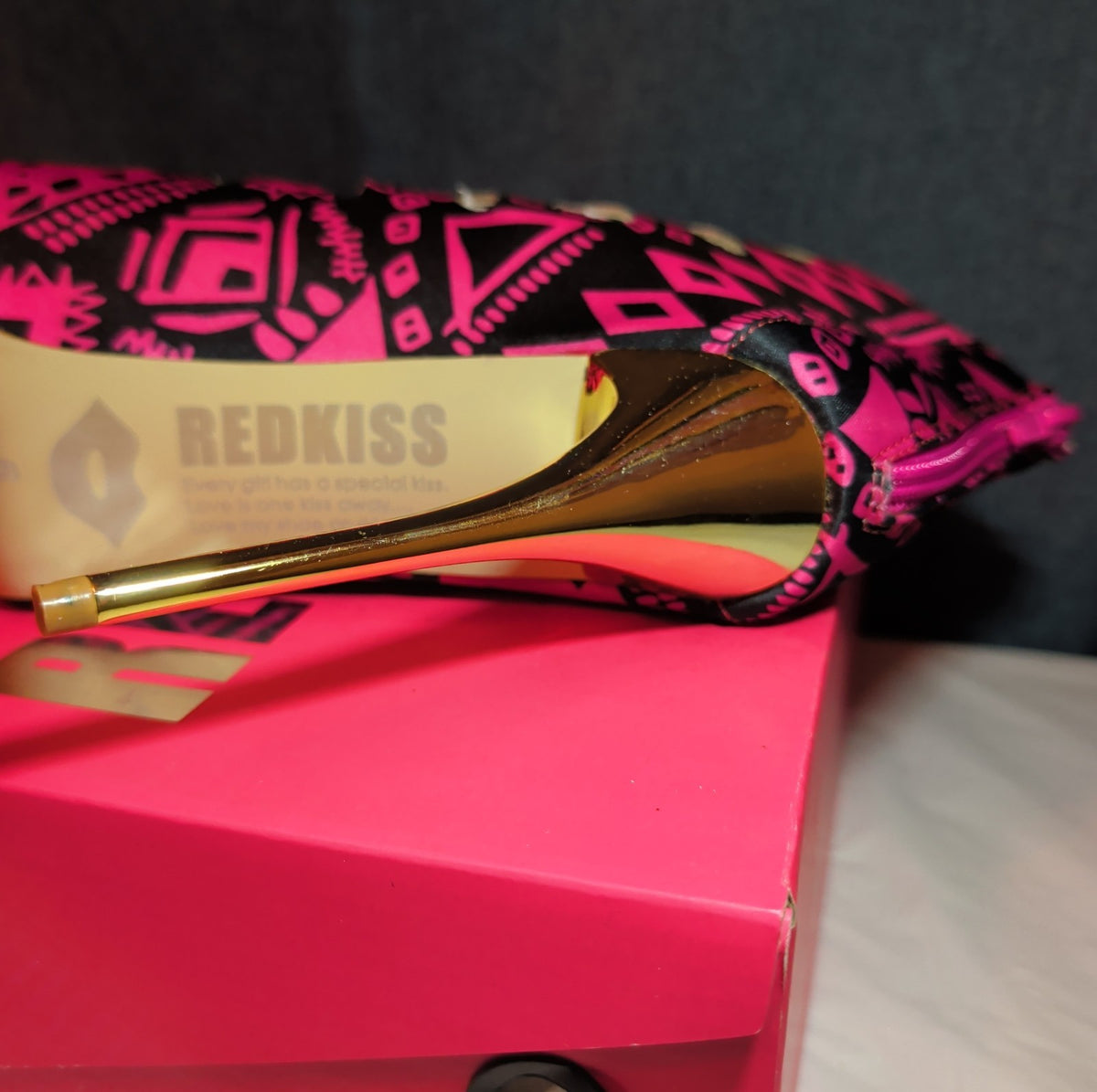 RedKiss Summerdance High Heels Size 9 Pink Black Caged Booties Stiletto Boxed