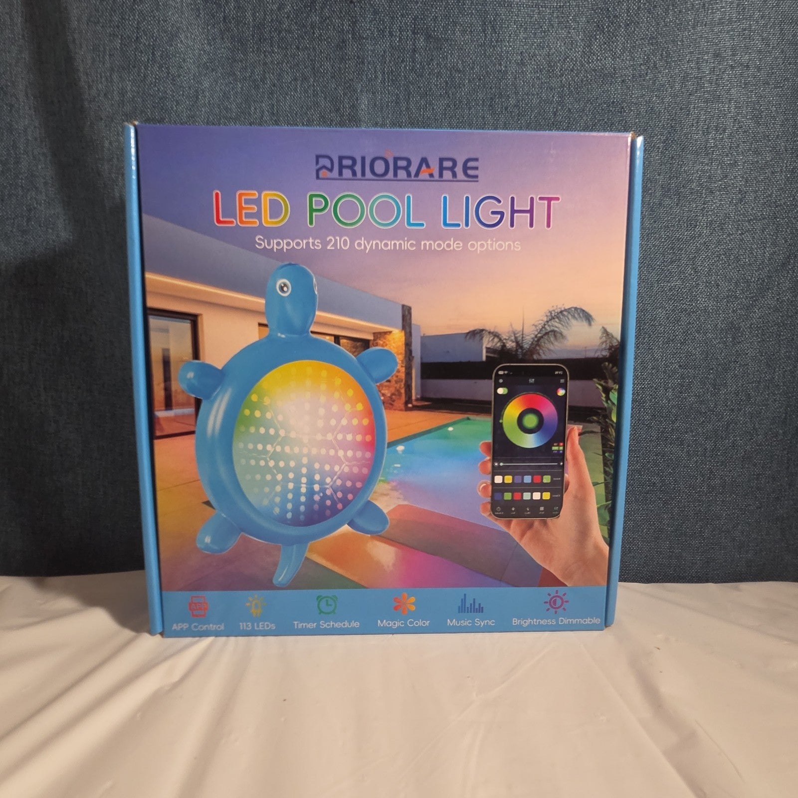 Priorare Turtle LED Pool Light Above Ground Smart App Control Open Box 22W 5V