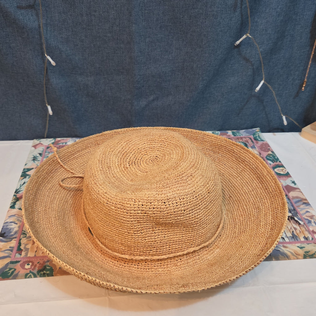 Scala 100% Raffia Wide Brim Sun Hat Natural Straw Summer Beach