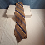 J.Z. Richards Silk Tie Edwards Michigan Brown Blue Stripe Frayed As Is Vest Tie