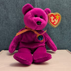 Ty Beanie Baby Millennium Bear MWMT Retired Holographic Tag Purple 2000 Y2K Toy