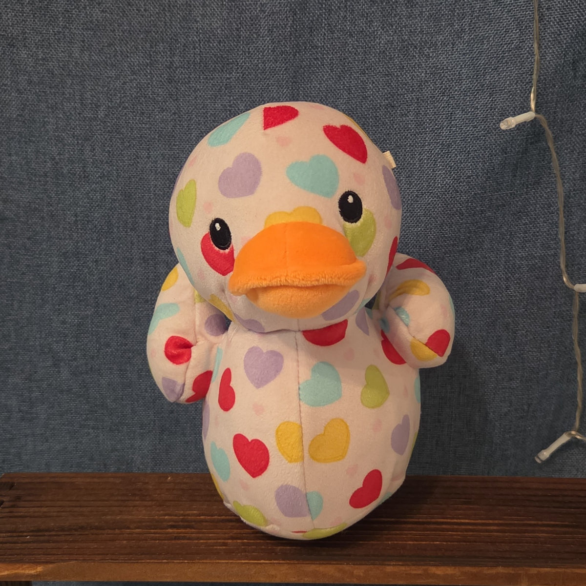 Way To Celebrate Duck Plush Heart Print Pastel Kawaii