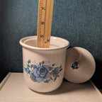 Jay Import Blue Rose Ceramic Canister with Lid Floral Farmhouse Decor 5" Jar