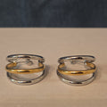 Triple Hoop Mixed Metal Gold Silver Tone Earrings Modern