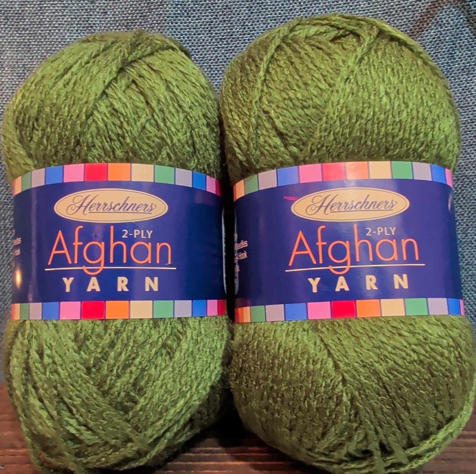Herrschners Afghan Yarn 2 Ply Fern Green Acrylic 2 Skein Lot 0048