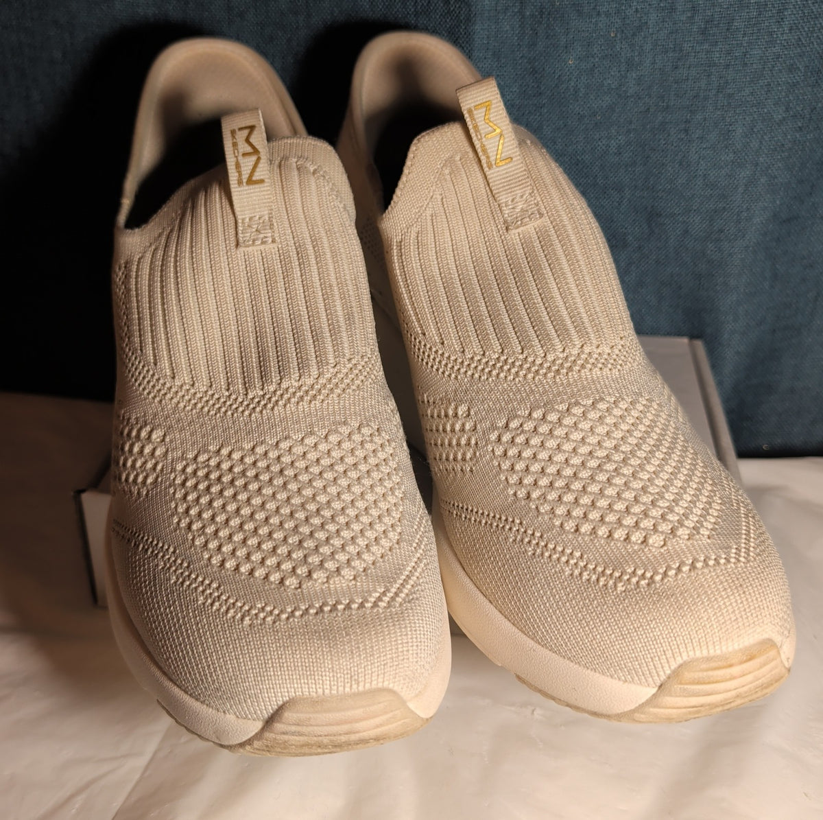 Skechers Mark Nason Slip Ins Wedge Crescent Taupe Knit Sneaker