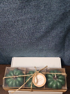 Set of 3 Green Pumpkin Candles | Vanilla Scented Molded Wax | Fall Farmhouse