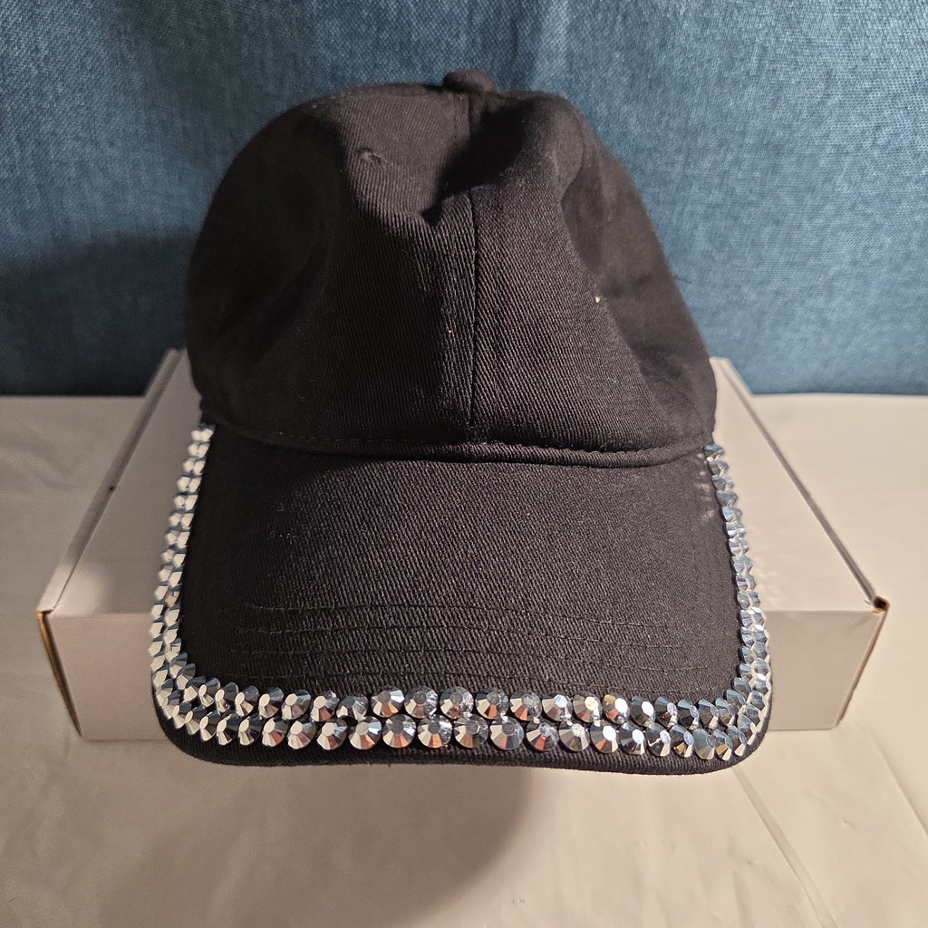 Black Rhinestone Trim Baseball Cap Peng Yuan