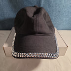 Black Rhinestone Trim Baseball Cap Peng Yuan