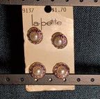 La Petite Vintage Buttons 9137 Faux Pearl Silver Tone Rim Set of 4