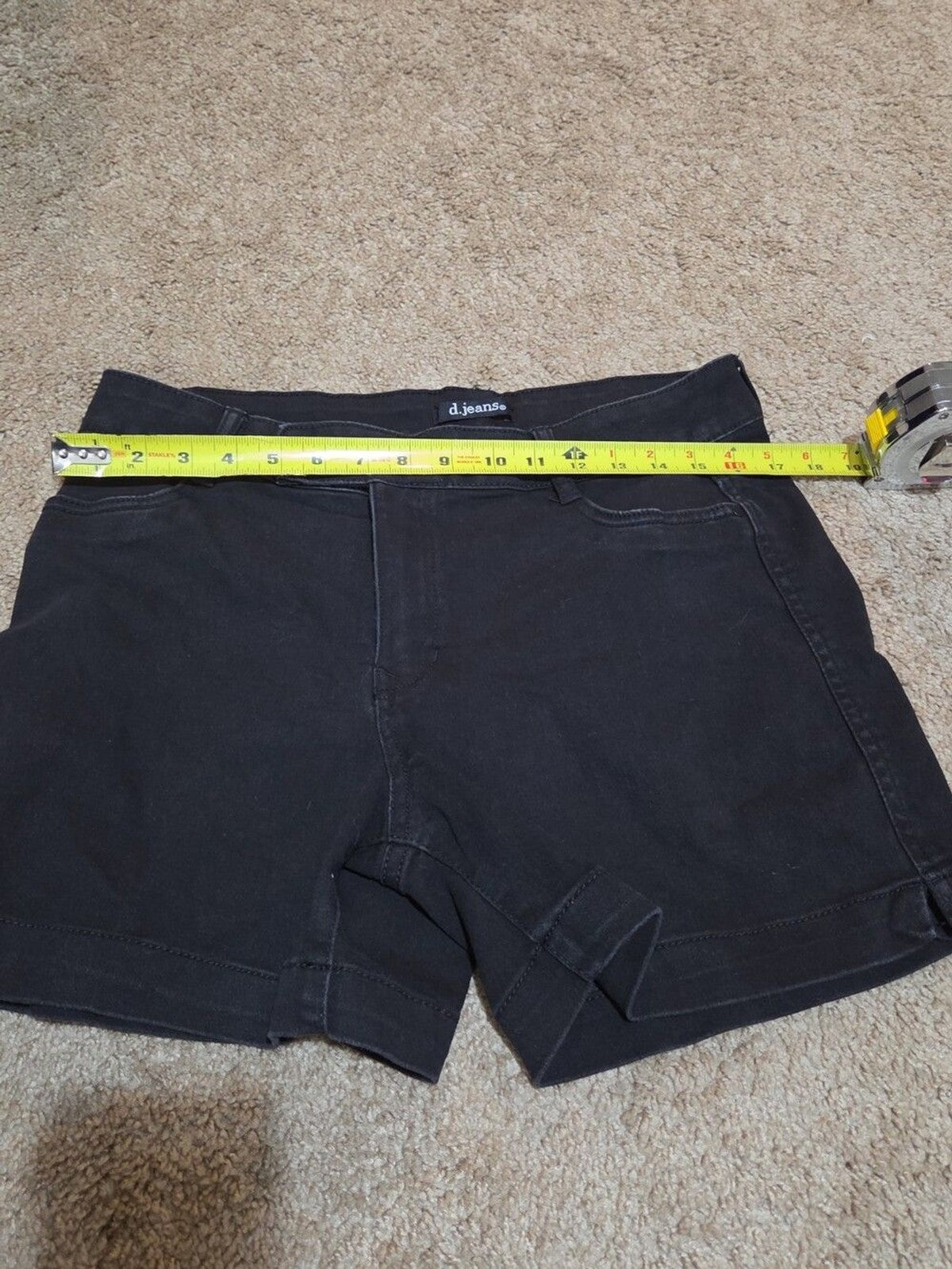 d.jeans High Waist Shorts Black Repreve Stretch Denim Modern Preowned Size 12