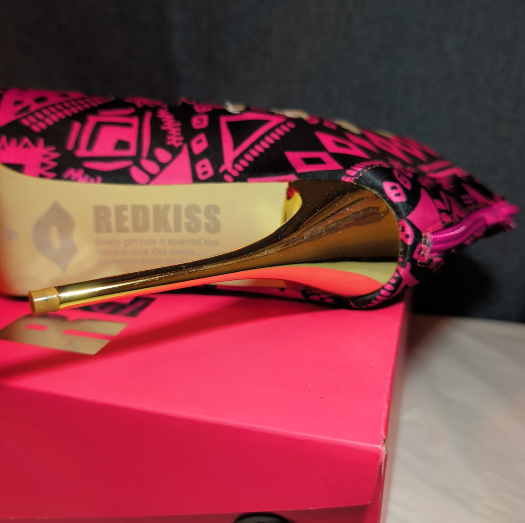RedKiss Summerdance High Heels Size 9 Pink Black Caged Booties Stiletto Boxed