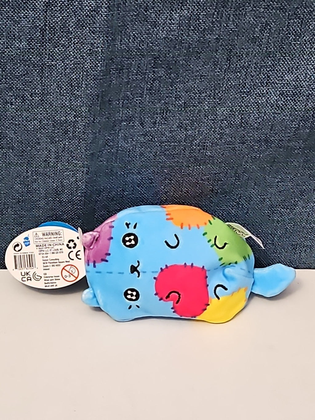 Cats vs Pickles Stitches #503 | Fuchsia Series Bean Plush | Blue Patchy Cat
