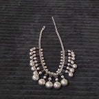 Chunky Silver Bib Statement Necklace Black Cube Cascading Collar Choker Punk Mod