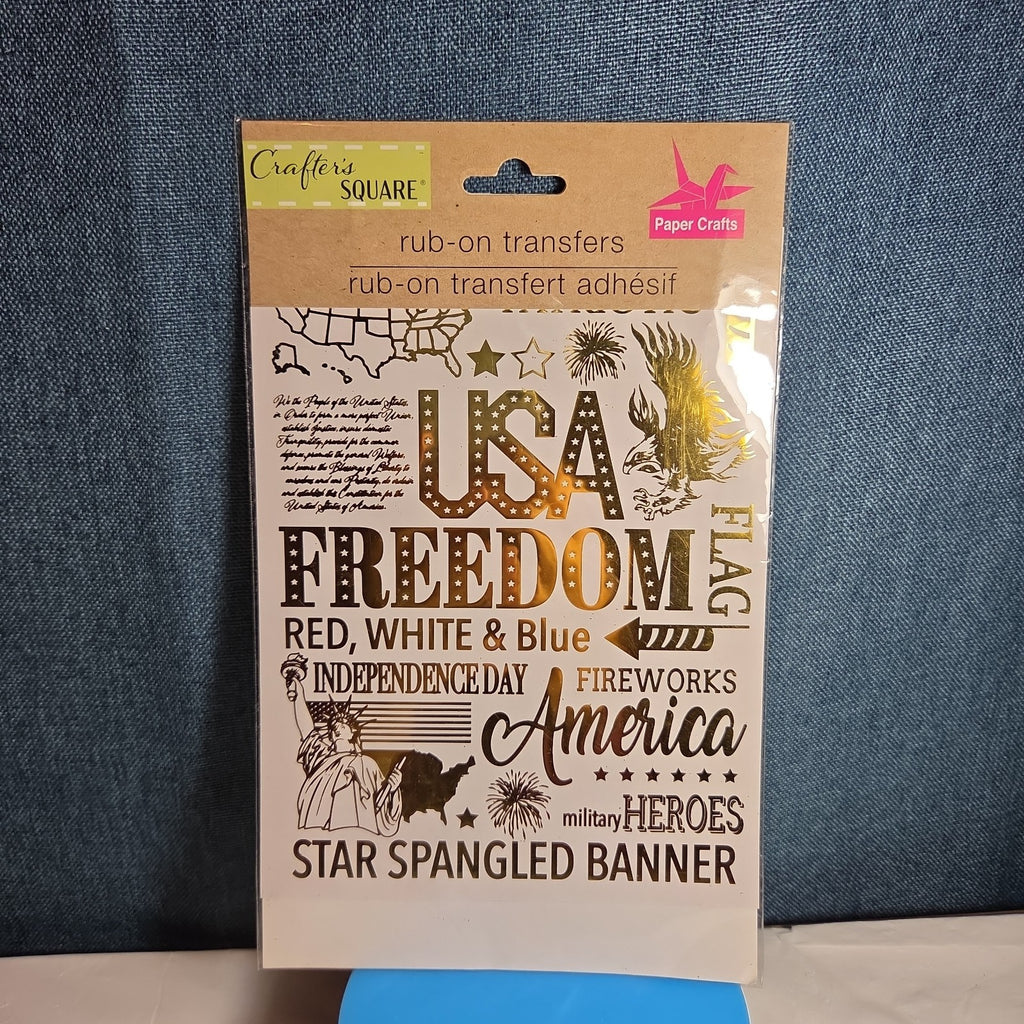 Crafters Square Gold Foil USA Patriotic Rub-On Transfers