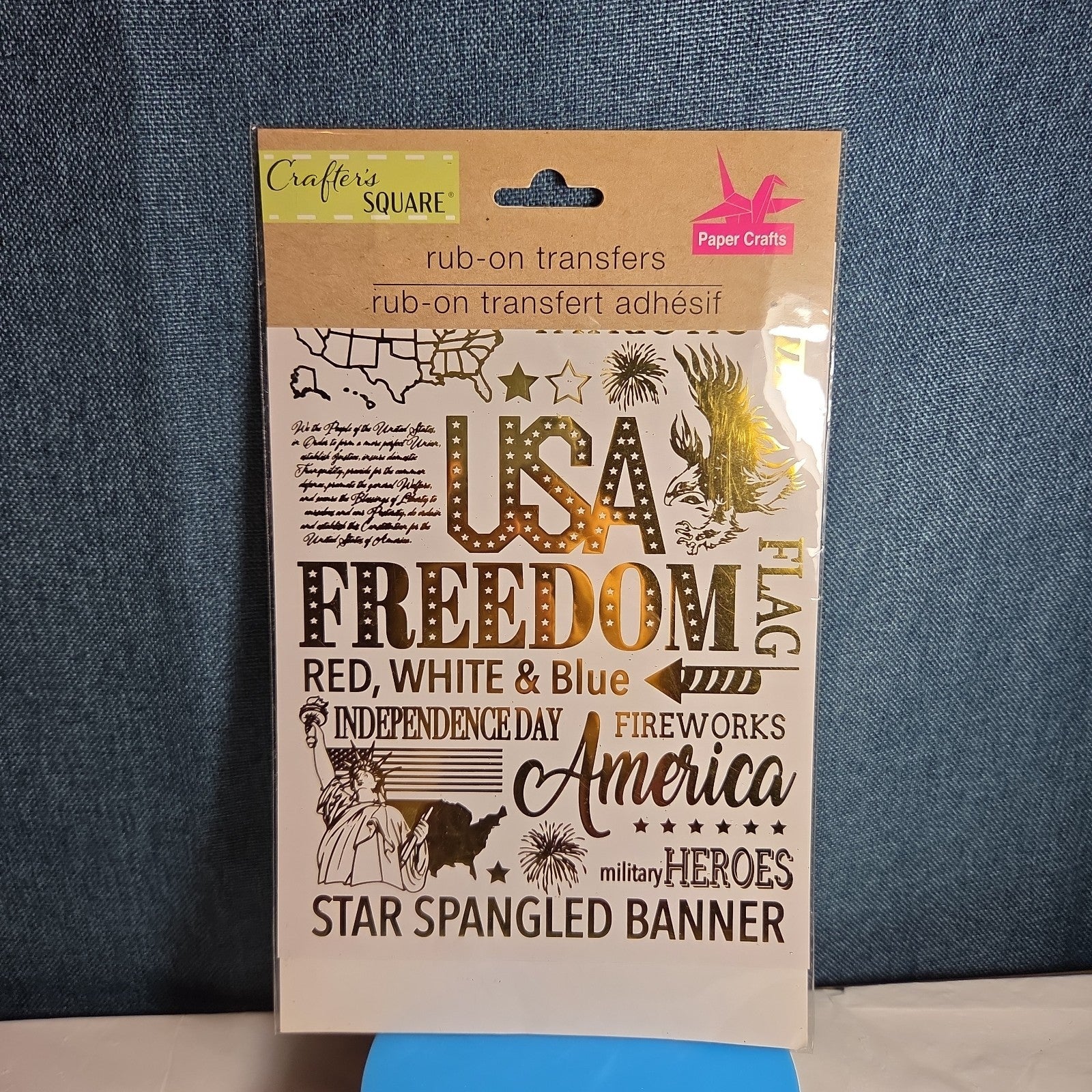 Crafters Square Gold Foil USA Patriotic Rub-On Transfers