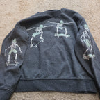 Old Navy Skateboard Skeleton Sweatshirt Boys L Grey Fleece Crewneck Preowned