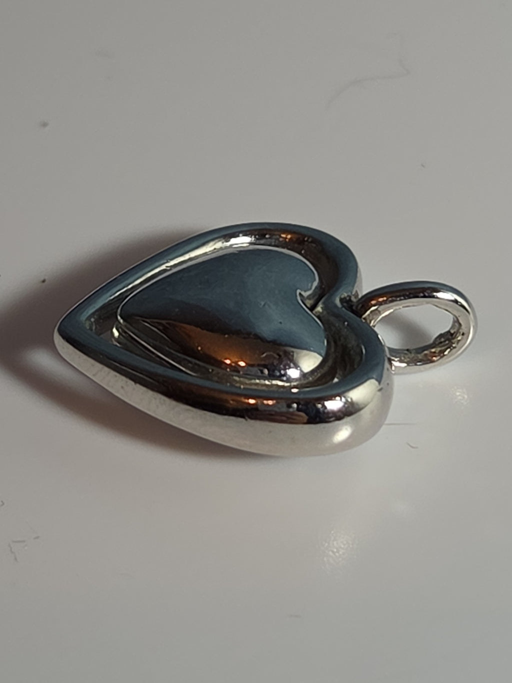 Double Heart Pendant Silver Tone Puffed Charm Y2K