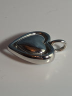 Double Heart Pendant Silver Tone Puffed Charm Y2K