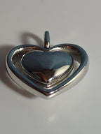 Double Heart Pendant Silver Tone Puffed Charm Y2K