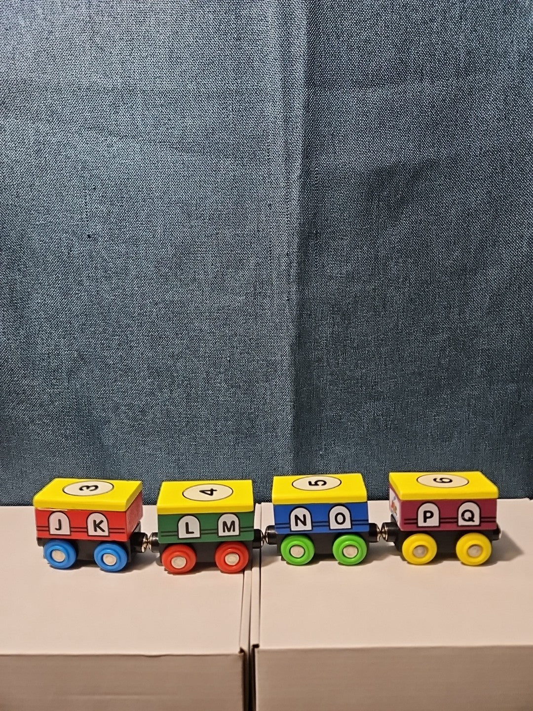 Wooden Magnetic Train Set 13 pc | Alphabet Letters A-Z & Numbers 0-10
