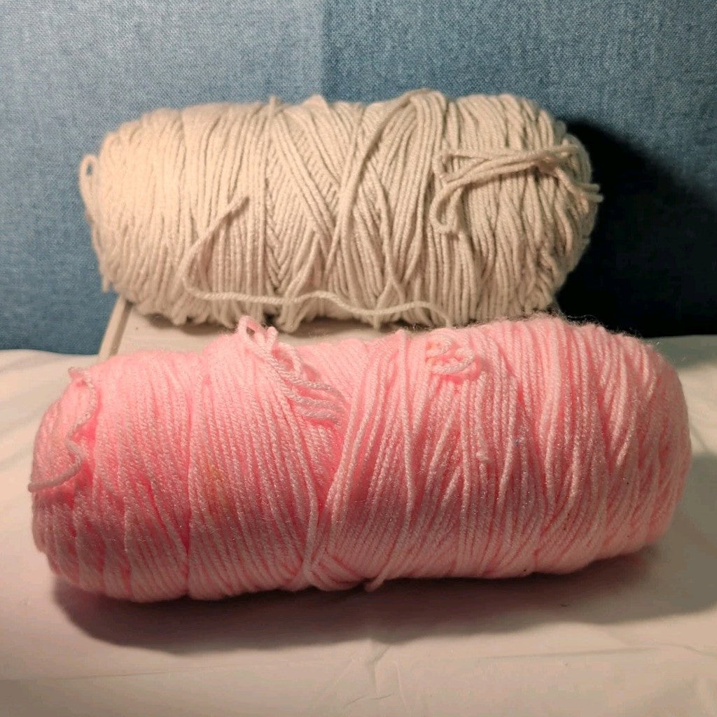 Assorted Yarn 12oz Baby Pink & Light Grey Silver Crochet Knitting Destash