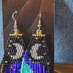 Boho Celestial Moon Seed Bead Fringe Dangle Earrings