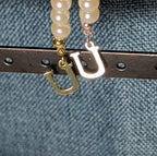 Faux Pearl Purse Charm Gold Silver Tone Letter U