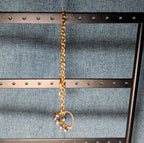 Wire Wrapped Heart Bracelet Gold Tone Hematite Bead Boho