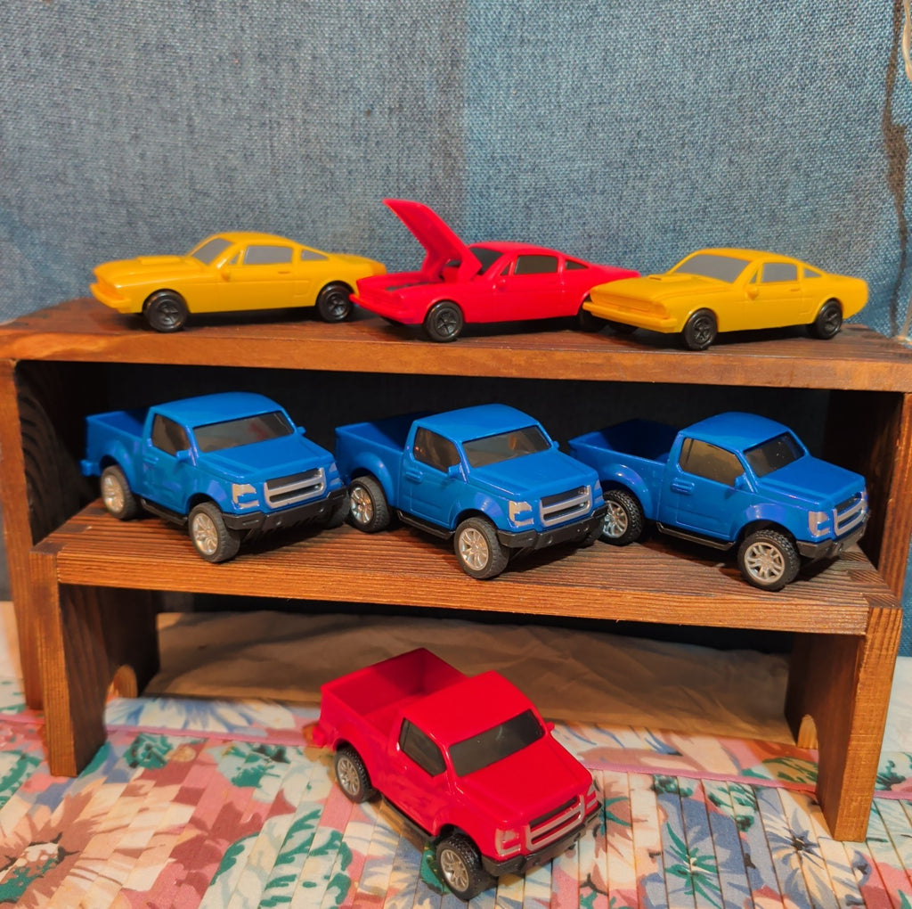 Toy Car Truck Lot 7Pc Plastic Blue Red Yellow
