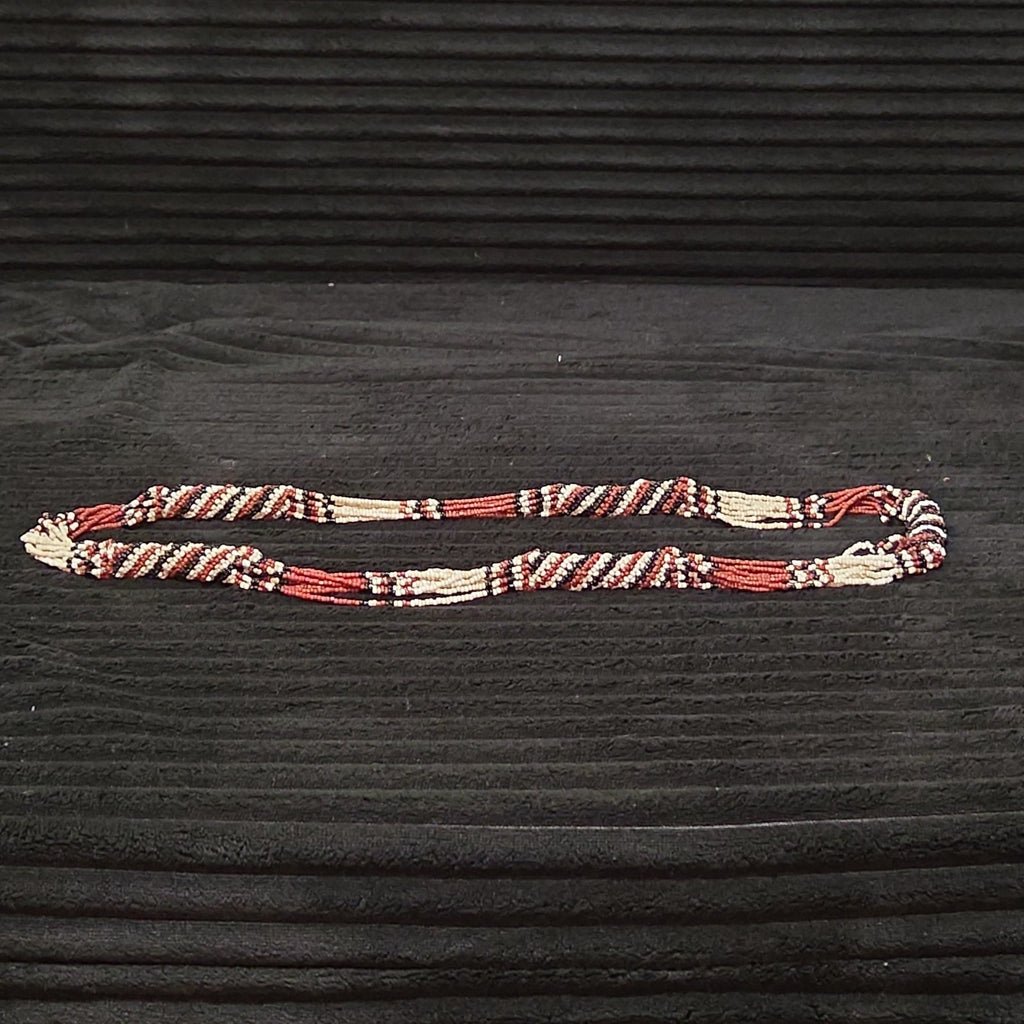 Multi-Strand Seed Bead Twisted Necklace Red Black Boho EUC