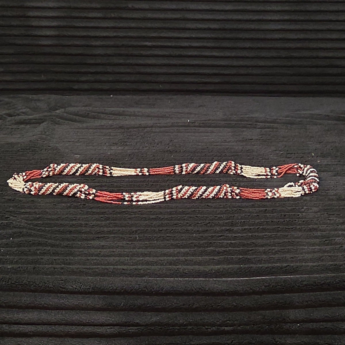 Multi-Strand Seed Bead Twisted Necklace Red Black Boho EUC