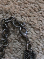 Black Crystal Pearl Necklace Chunky Bib Pendant Antique Chain