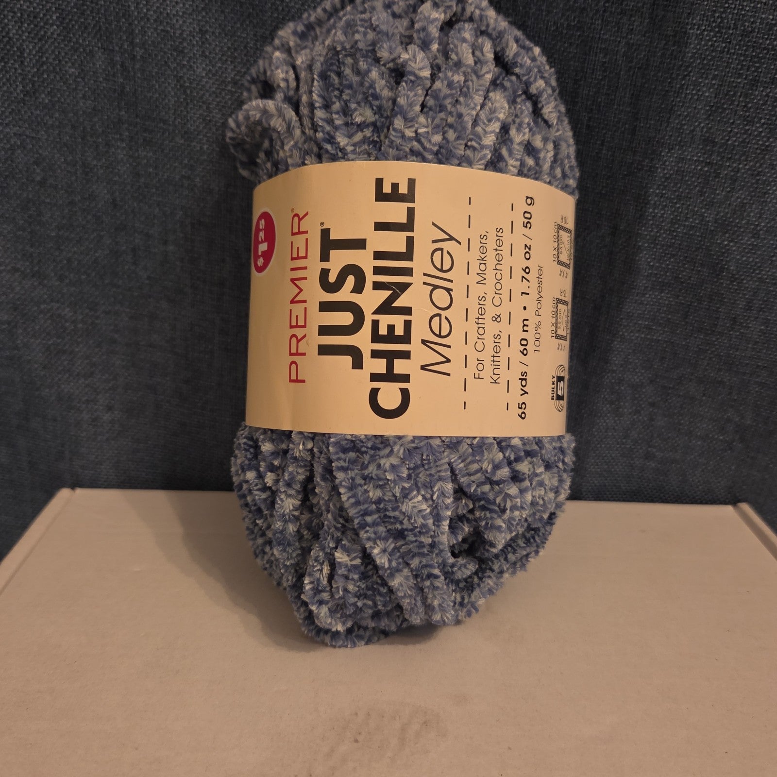 Premier Just Chenille Medley Yarn Navy Blue Lot 202 Bulky 5 Polyester
