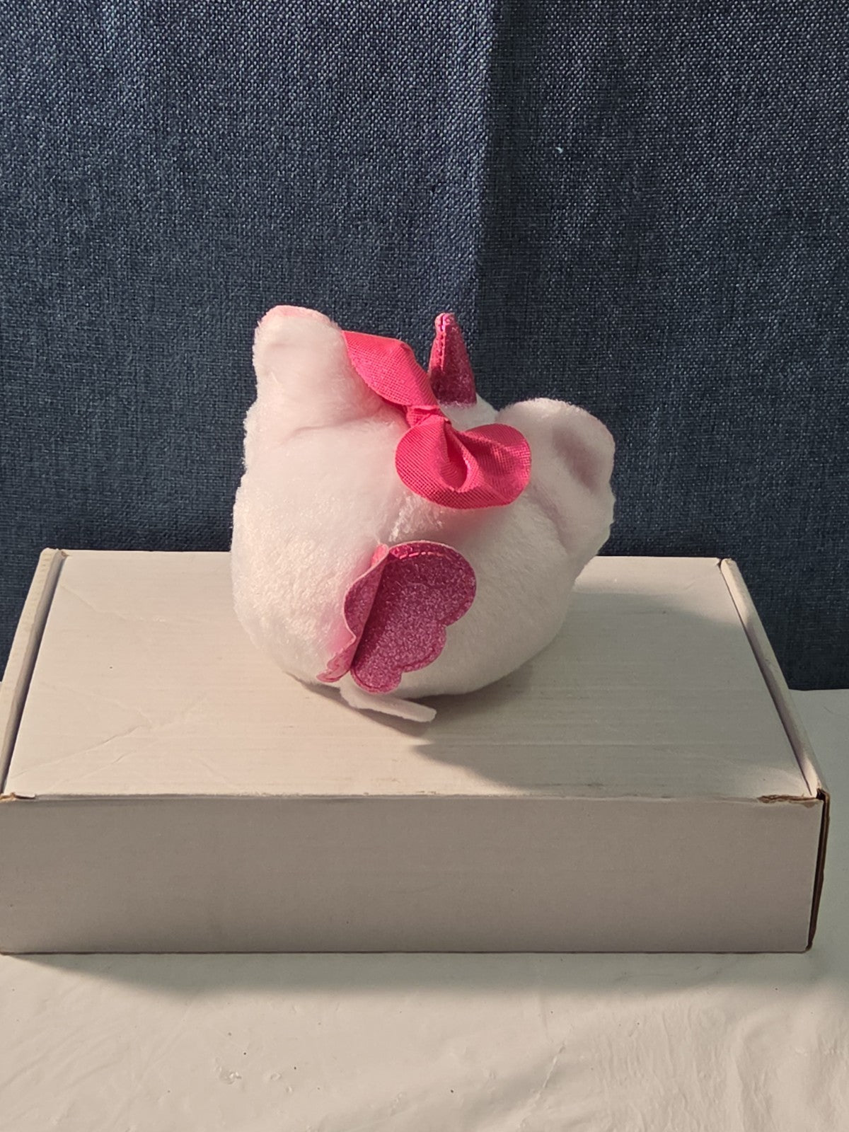 ZURU Rainbocorn Puppycorn Penny the Pug 5" Plush White Pink Bow Glitter Horn