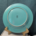 Set of 4 Royal Norfolk Dinner Plates Turquoise Teal Blue Scrolls Rim 10.5"