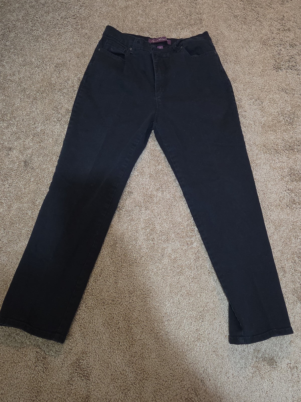 Gloria Vanderbilt Amanda Black Jeans 14p Stretch Denim High Rise Tapered Used