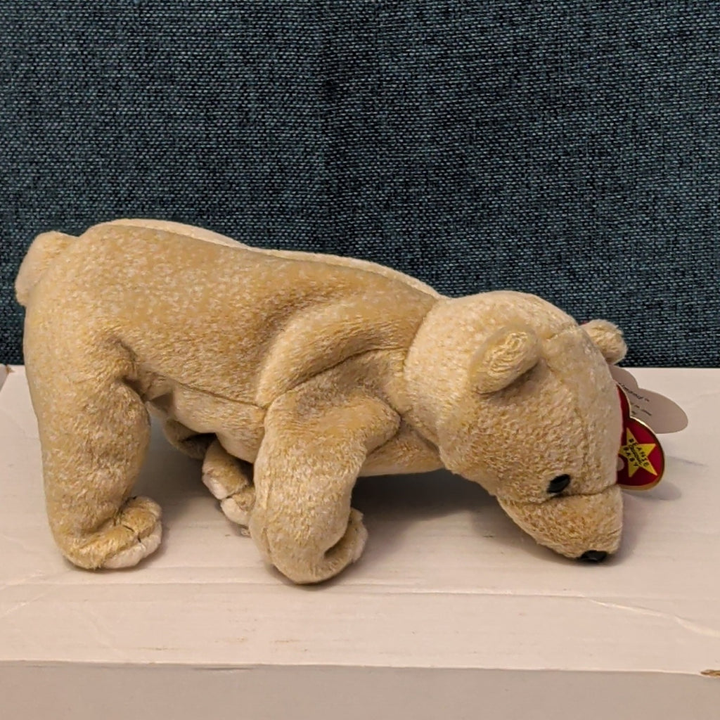 TY Beanie Baby ALMOND Beige Bear 1999 | MWMT Mint Tags | Retired Rare 7" Toy