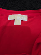 Michael Kors Blouse Red Zip Top Women Large Roll Tab Sleeve Jersey Shirt Used