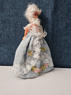 Vintage 5.5" Costume Doll | Blue Polka Dot Rococo Dress | Hard Plastic Souvenir