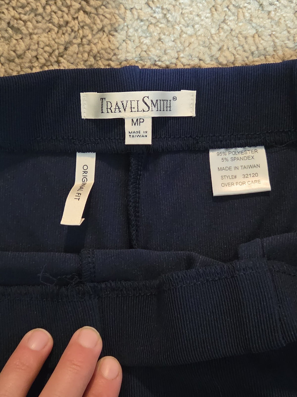 TravelSmith Pants Womens MP Navy Blue Wide Leg Stretch Travel Pull On Style 3212