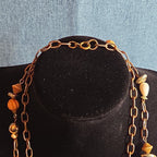 Earth Tone Bead Coppertone Chain Necklace Boho 70s Vibe