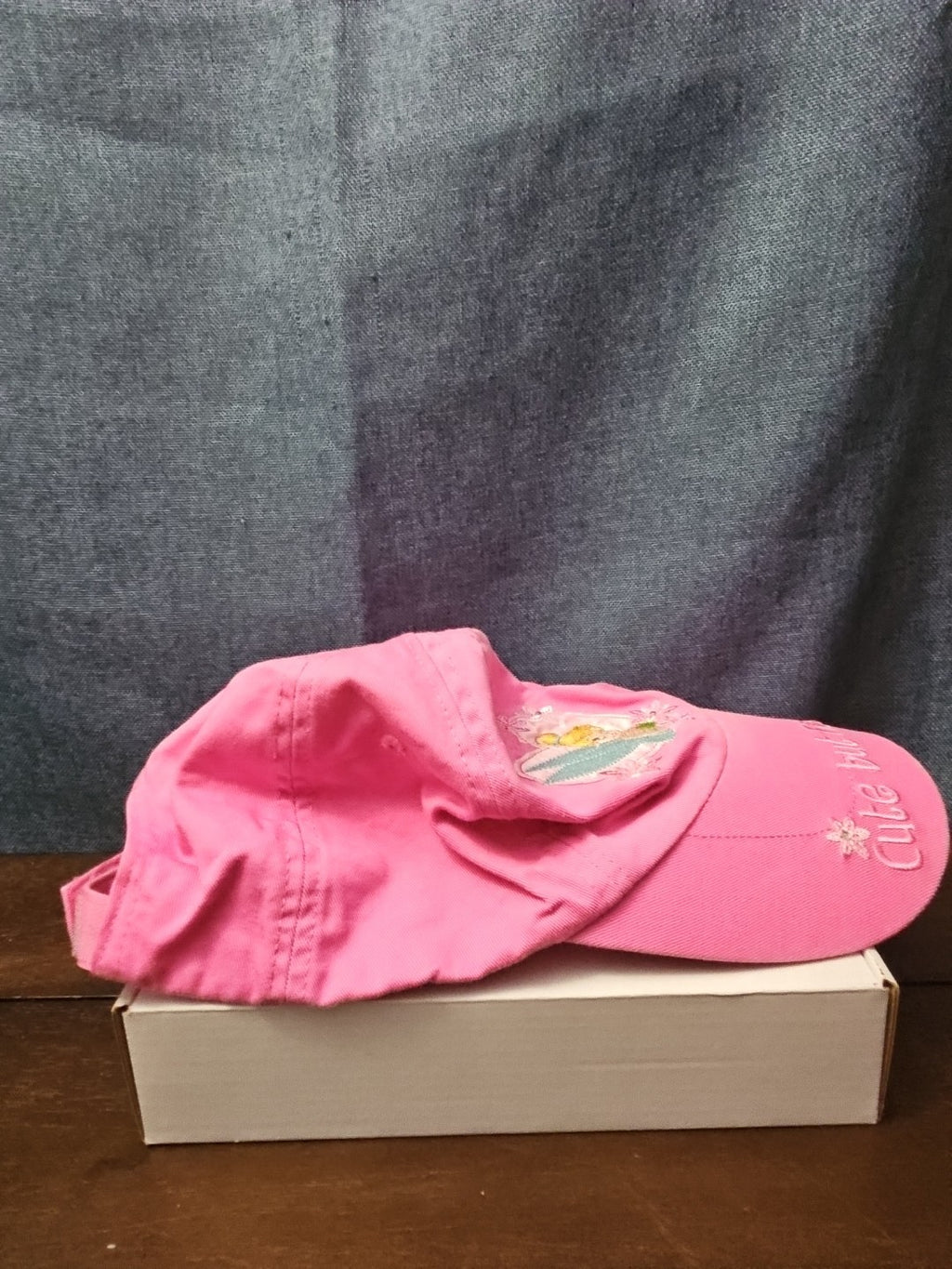 Disney Tinker Bell Hat Pink Baseball Cap "Cute but Feisty" Y2K Embroidered