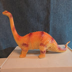 Apatosaurus Dinosaur Toy 11” Soft Vinyl Orange Red Stripe Brontosaurus Figure