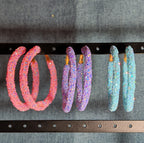 2" Sparkle Glitter Hoop Earrings 3 Pair Set Y2K