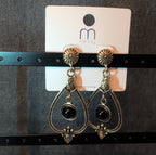 Melody Boho Western Dangle Earrings Gold Tone Black Bead Vintage Vibe