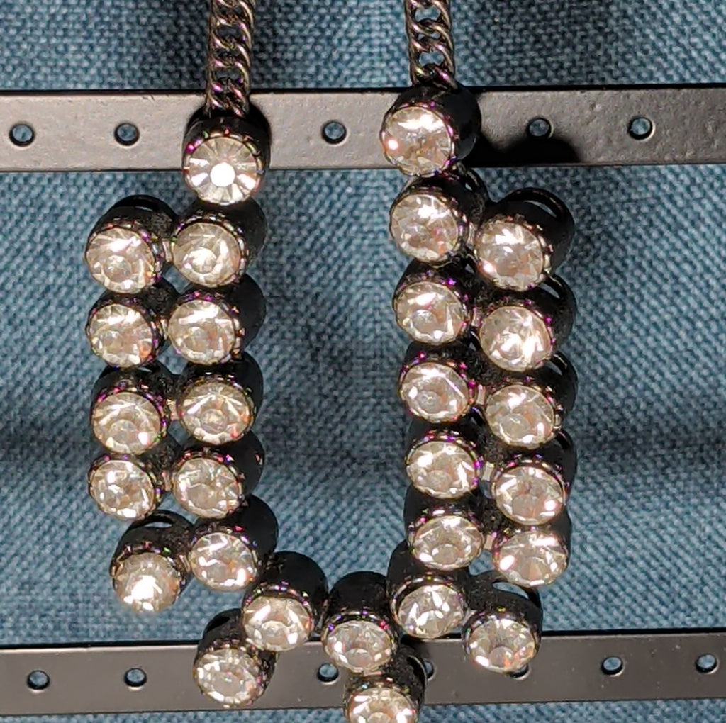Gunmetal Double Layer Crystal Statement Necklace Edgy Glam