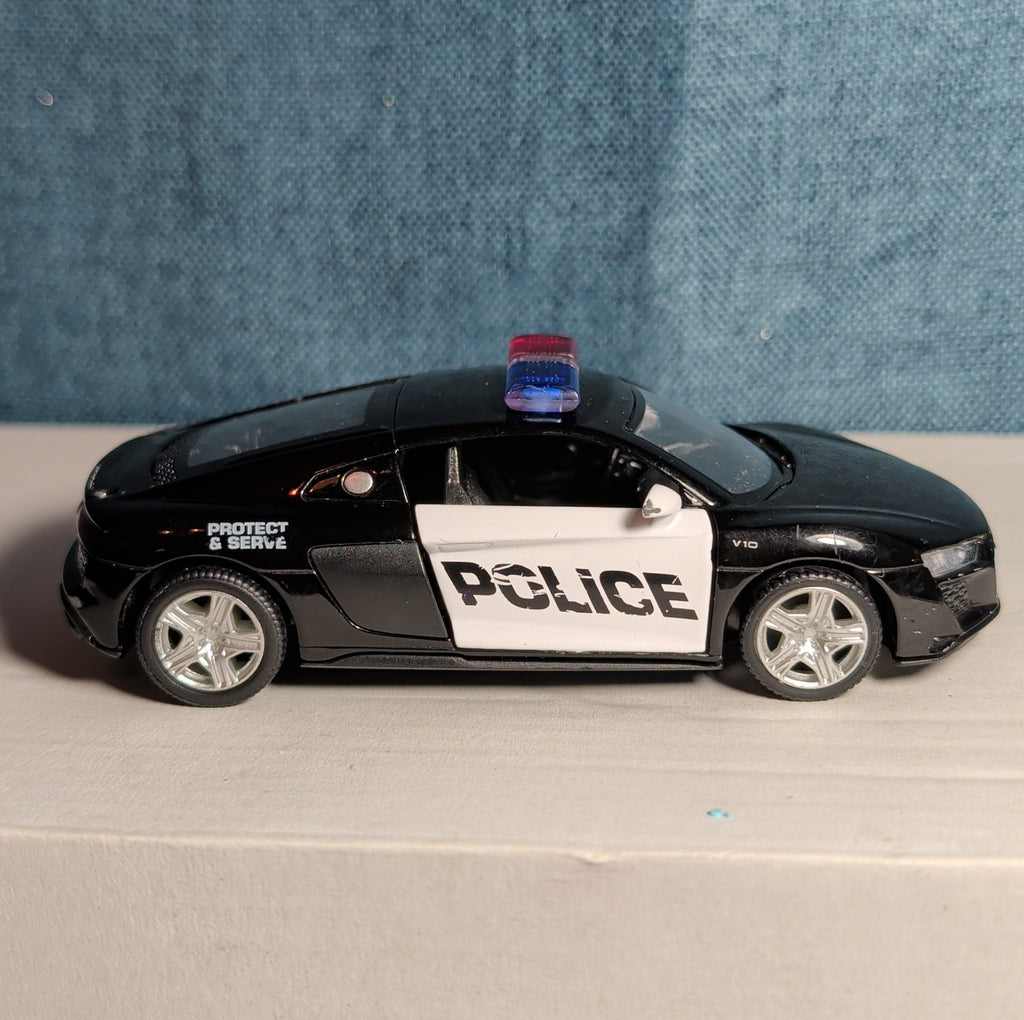 RMZ City Audi R8 Police Car 1/36 Diecast Pull Back Opening Doors PreOwned