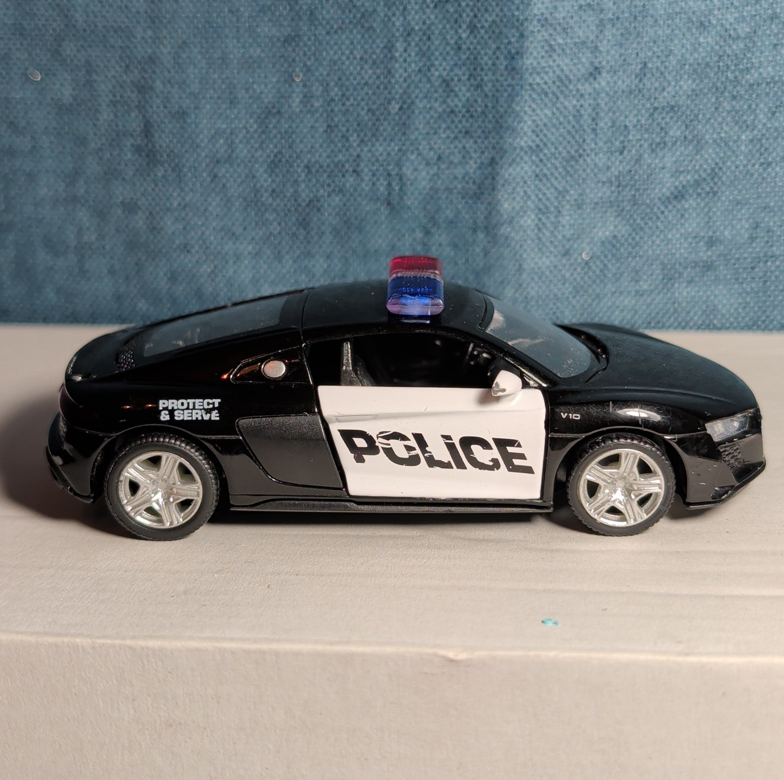 RMZ City Audi R8 Police Car 1/36 Diecast Pull Back Opening Doors PreOwned